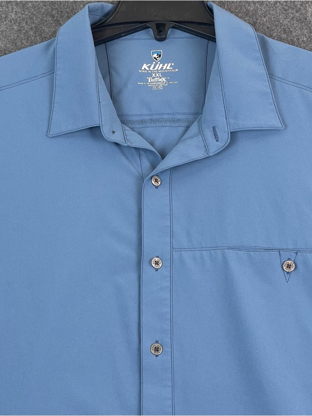 Kuhl Renegade Shirt Tufflex Button Up Hiking Outdoor Slate Blue Mens 2XL Stretch